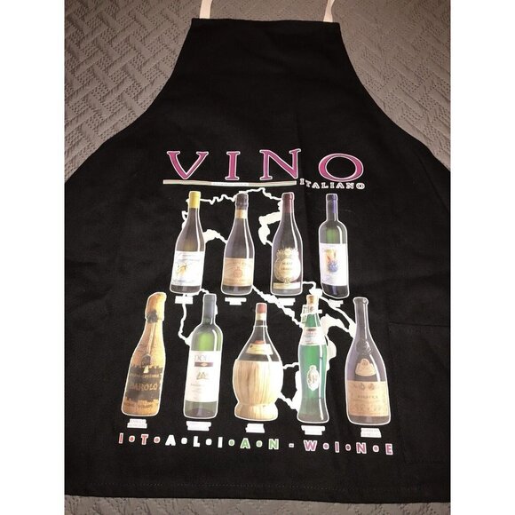 Italian cooking apron VINO Wine Bottles party Italian wine party One Pocket - Picture 1 of 4